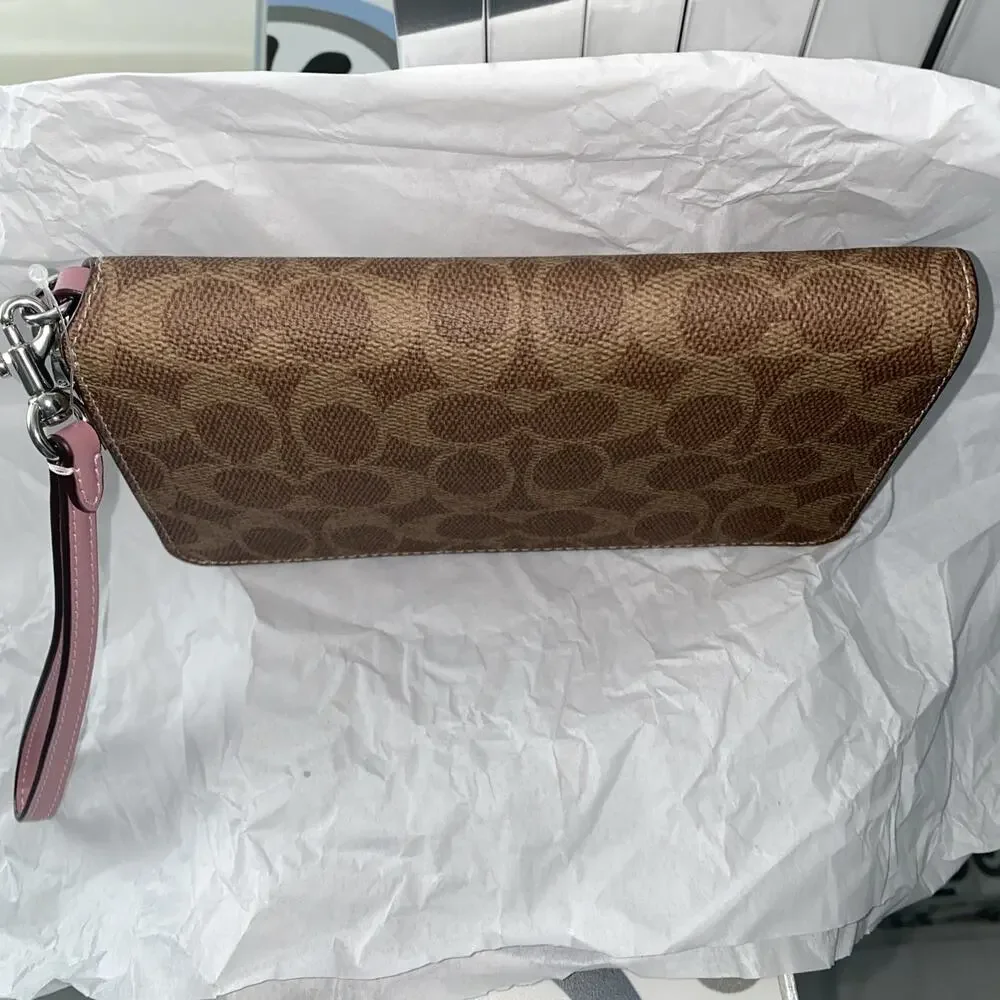 Coach Long Zip Around Wallet With Detachable Card Case In Signature Canvas